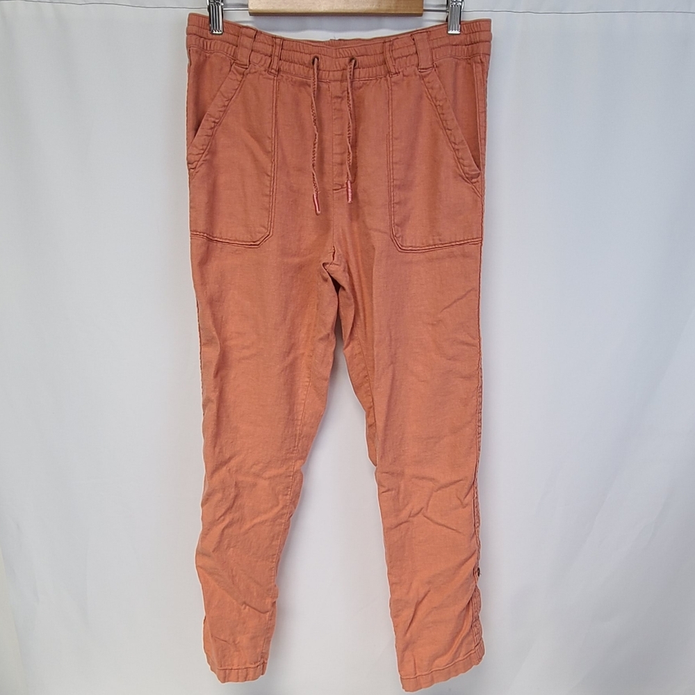 Anthropologie Hei Hei Women's Pants Linen Blend Pink Crop Lightweight